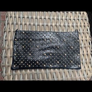 Leather Black Studded Clutch